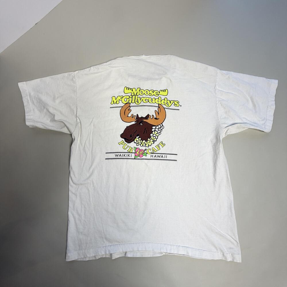 Vintage Crazy Shirts Moose McGillycuddy's Shirt Mens XL White Henley Hawaii